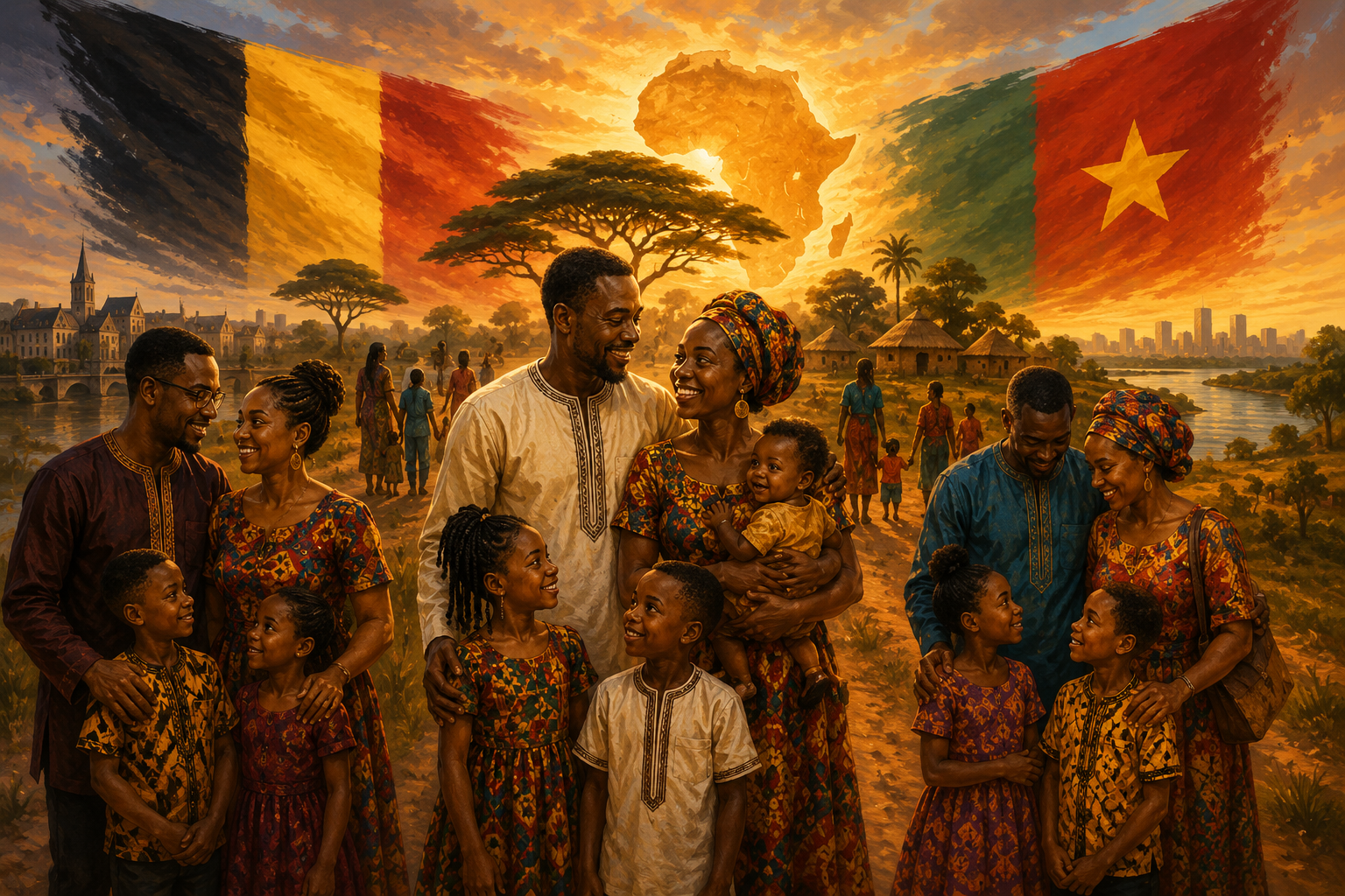 Peinture africaine représentant des familles WaMer